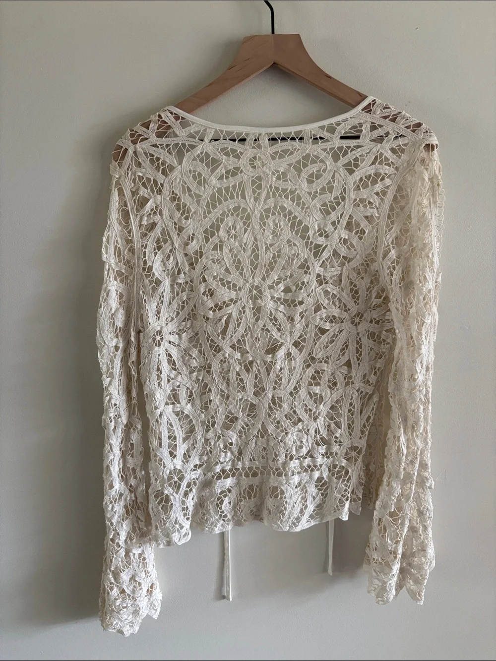 Free People Ivory Crochet Boho Lace top—100% cotton